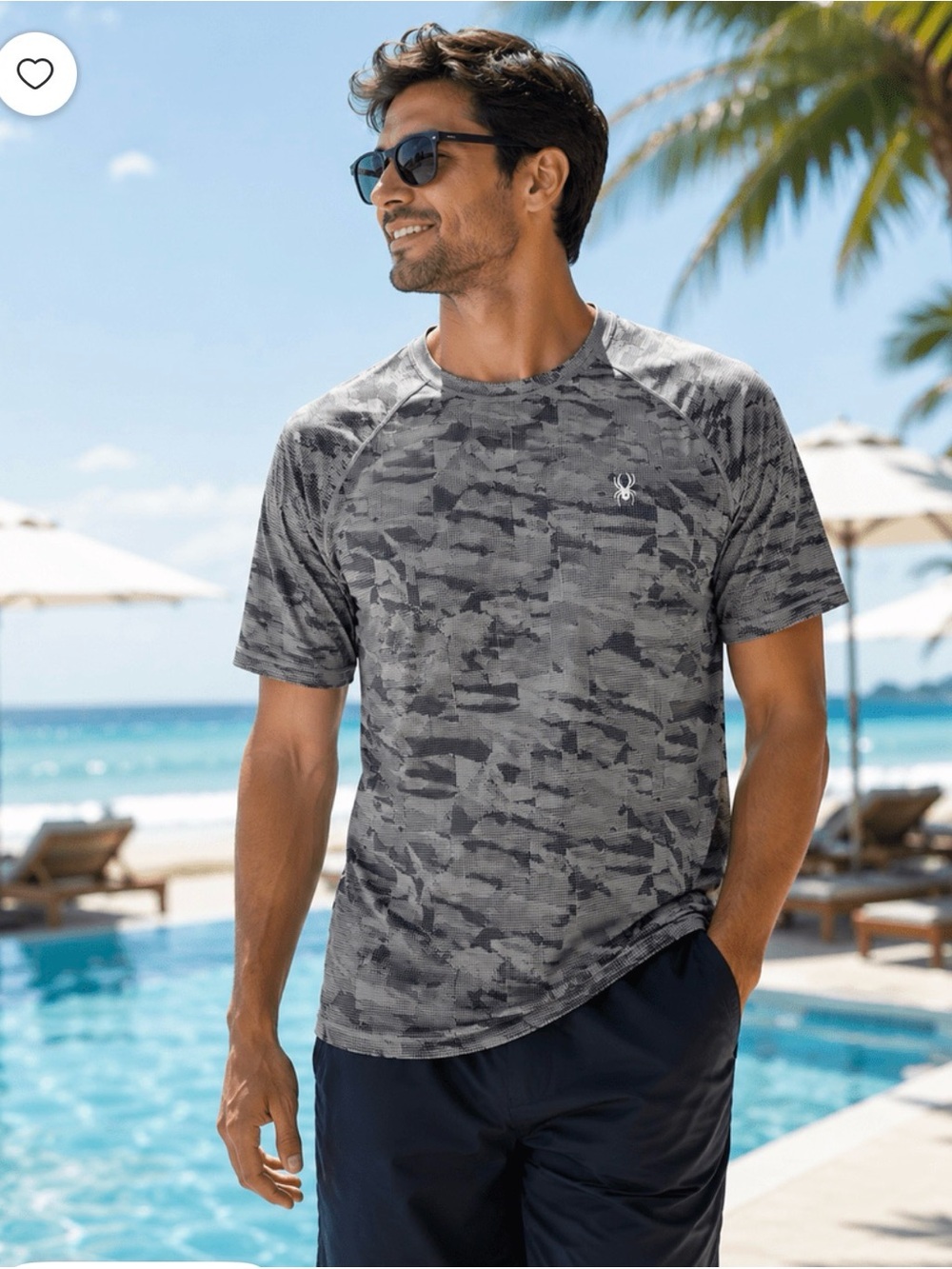 Spyder Light Gray Swim Tee with Subtle Logo